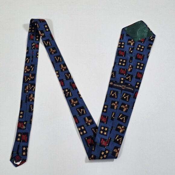 Tommy Hilfiger Silk Tie Blue Golf Theme Print Textured Italy USA W 4" L 56" - Picture 5 of 16